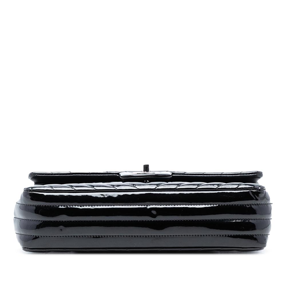 Chanel AB Chanel Black Patent Leather Leather Medium Classic Chevron Patent Double Flap France