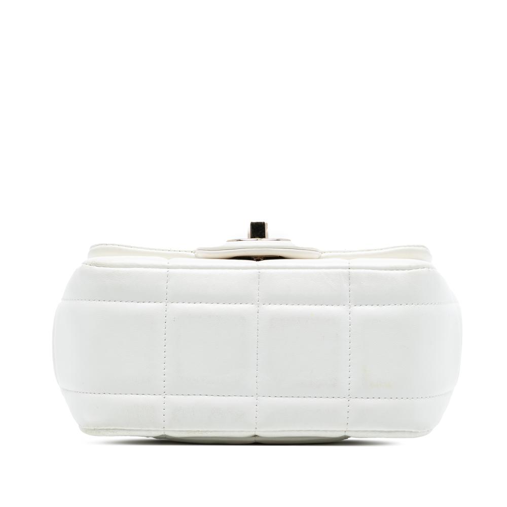 Chanel White Ivory Lambskin Leather Leather Mini Square Lambskin Resin Crystal Monacoco Flap France