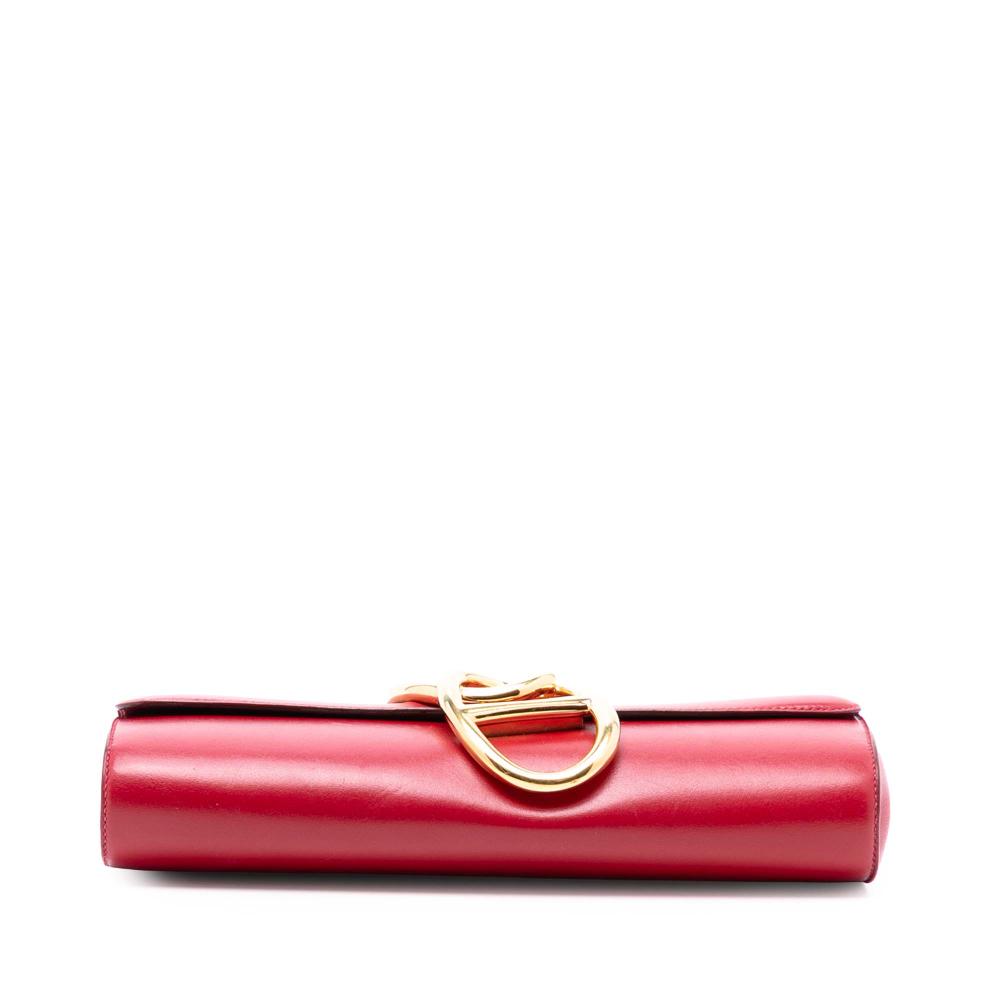 Hermès AB Hermès Red Calf Leather Tadelakt Egee Clutch France