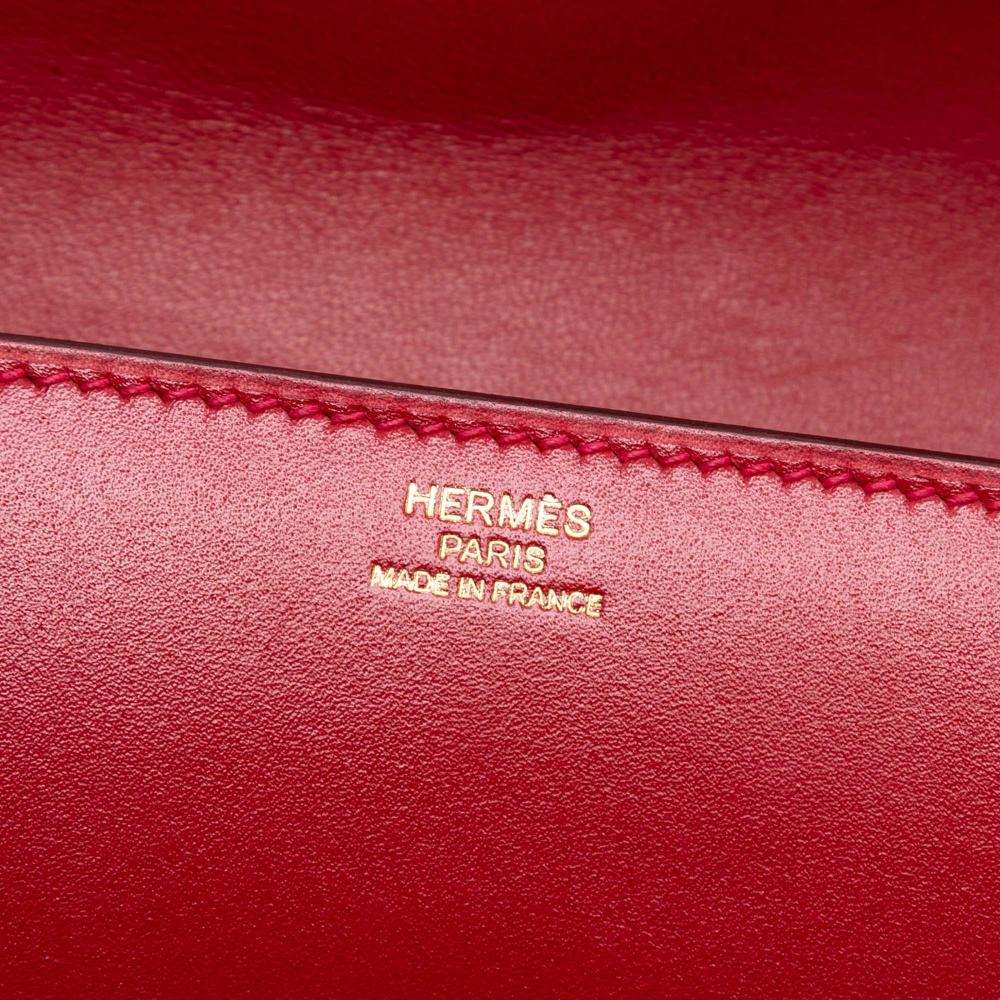 Hermès AB Hermès Red Calf Leather Tadelakt Egee Clutch France