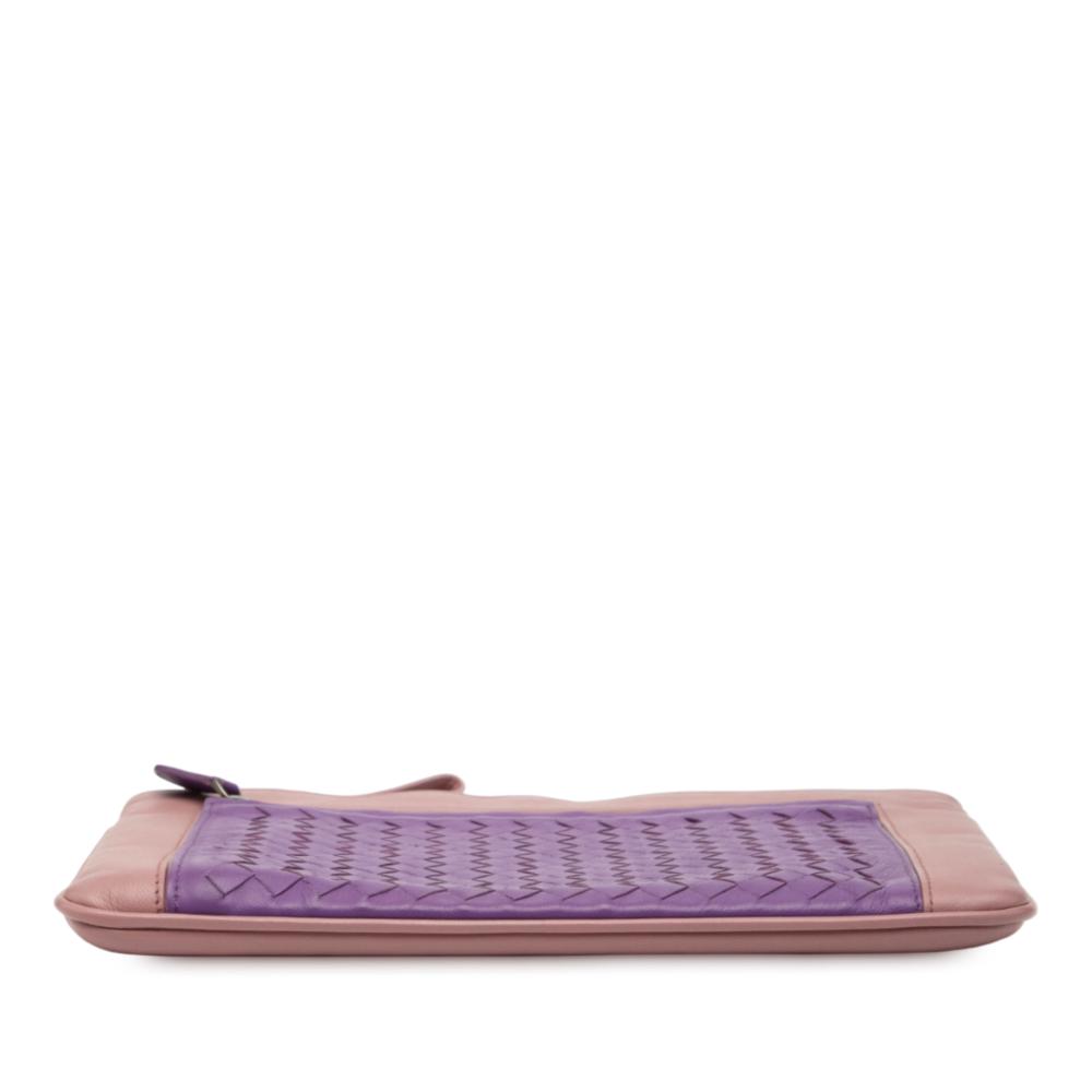 Bottega Veneta B Bottega Veneta Purple Nappa Leather Leather Bicolor Nappa Intrecciato Wristlet Clutch Italy