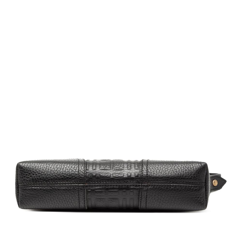 Burberry B Burberry Black Calf Leather Embossed Shoulder Bag Italy