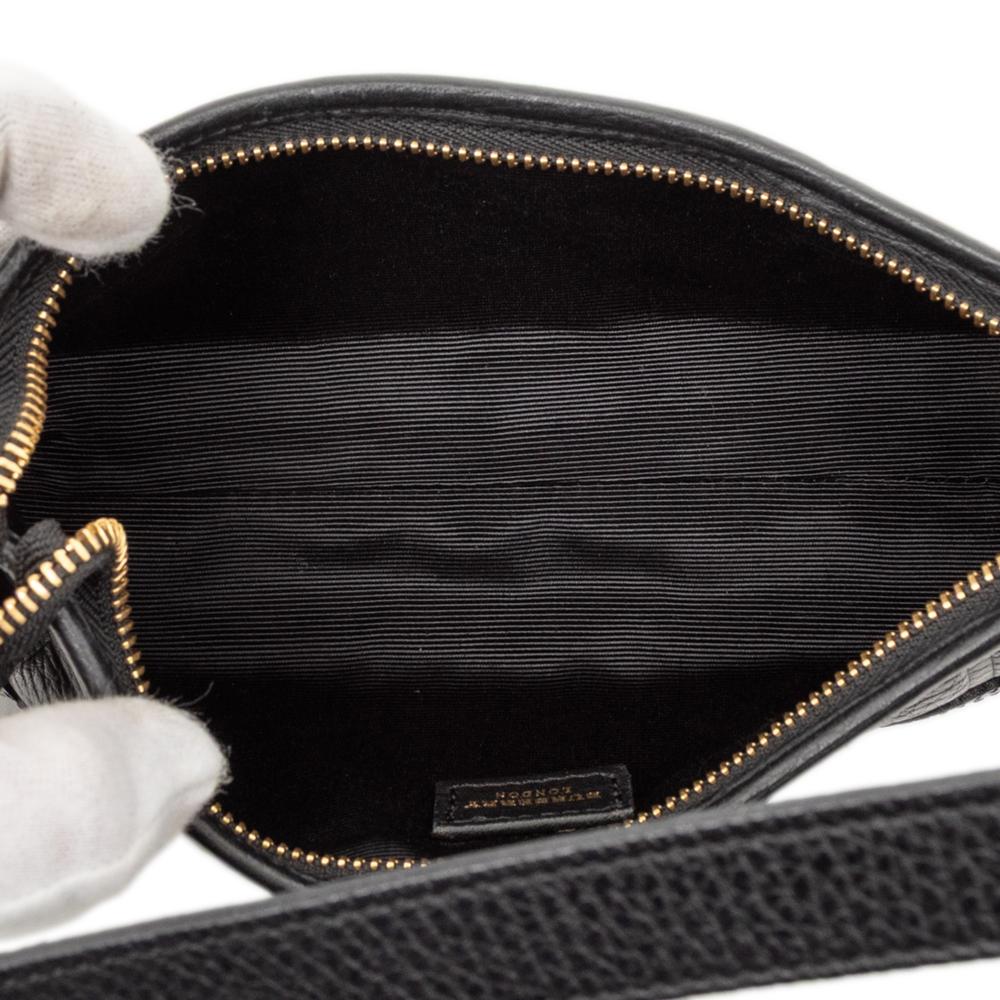 Burberry B Burberry Black Calf Leather Embossed Shoulder Bag Italy