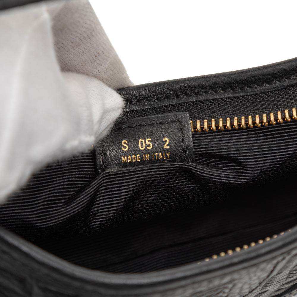 Burberry B Burberry Black Calf Leather Embossed Shoulder Bag Italy