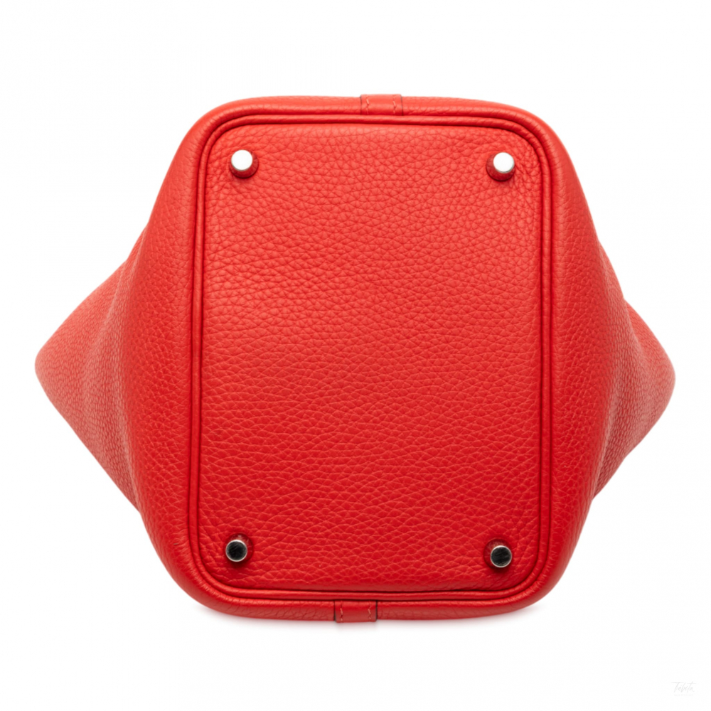 Hermès Picotin 18 Taurillon Clemence Leather Lock Bucket Handbag Rouge Casaque