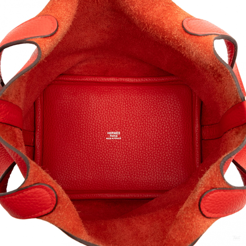 Hermès Picotin 18 Taurillon Clemence Leather Lock Bucket Handbag Rouge Casaque