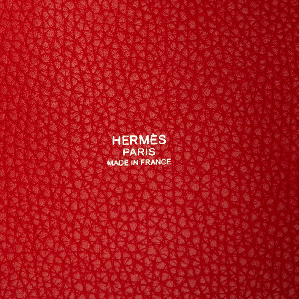 Hermès Picotin 18 Taurillon Clemence Leather Lock Bucket Handbag Rouge Casaque