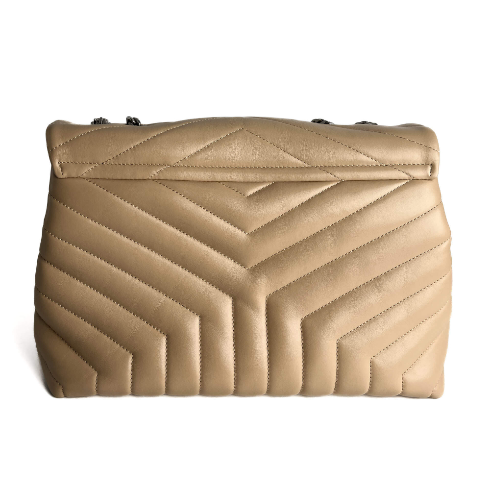 Saint Laurent Loulou Medium Leather Chevron Quilted Envelope Shoulder Bag Beige