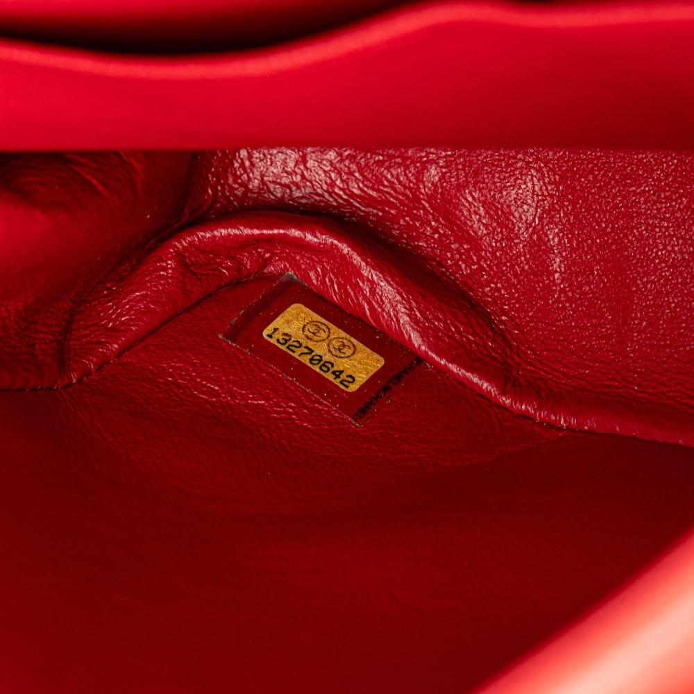 Chanel B Chanel Red Lambskin Leather Leather Medium Classic Lambskin Double Flap France