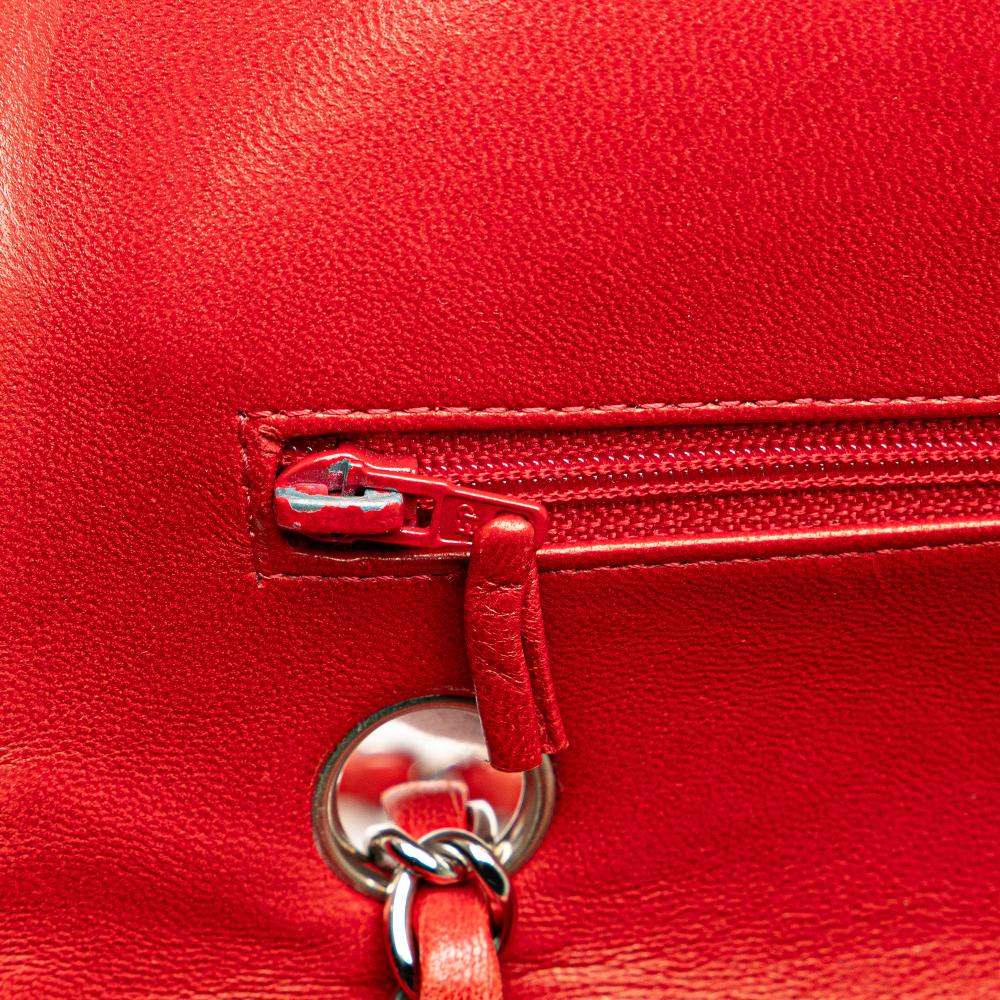 Chanel B Chanel Red Lambskin Leather Leather Medium Classic Lambskin Double Flap France