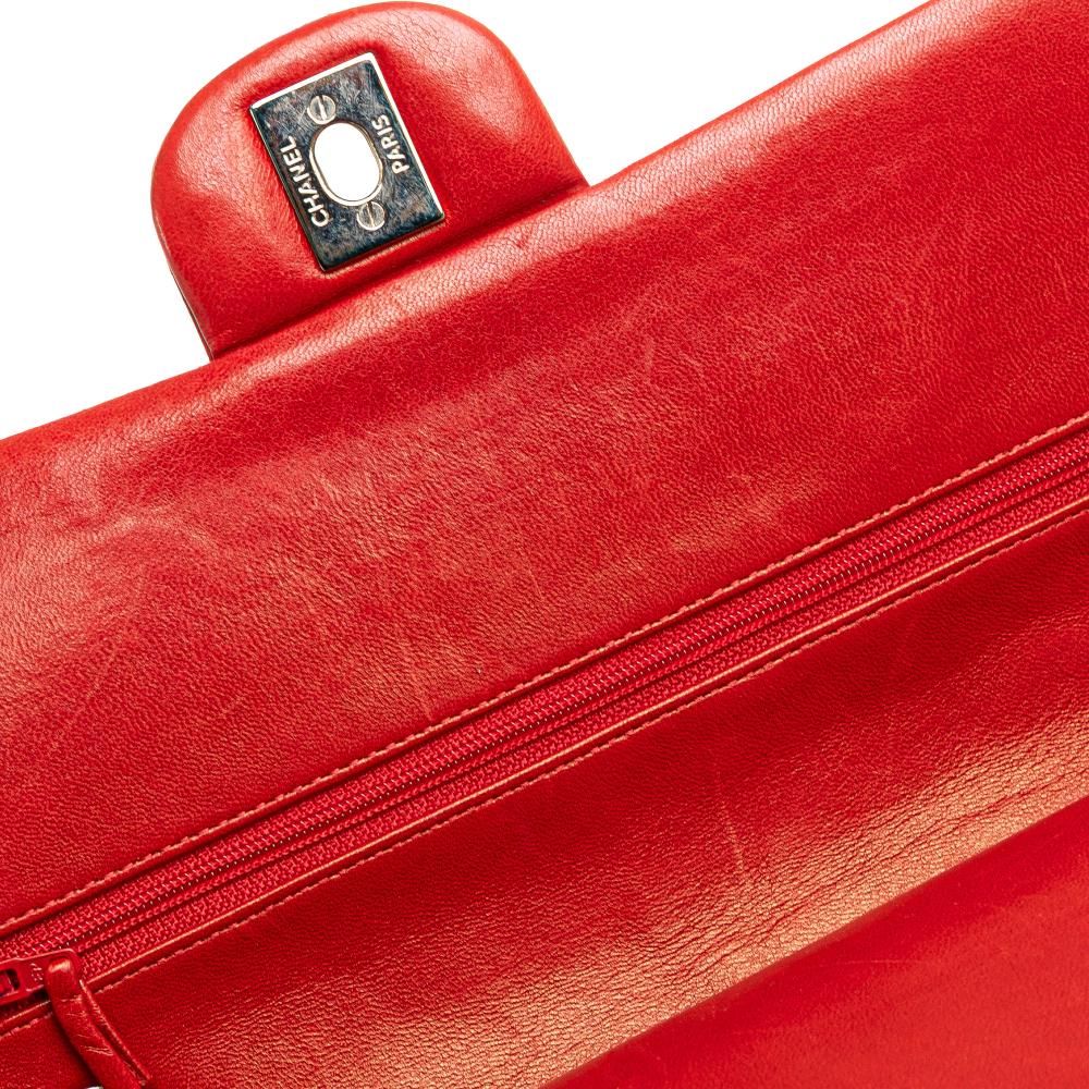 Chanel B Chanel Red Lambskin Leather Leather Medium Classic Lambskin Double Flap France