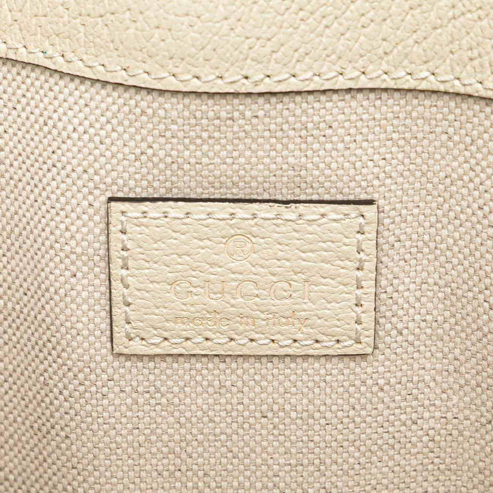 Gucci AB Gucci Brown Beige with White Coated Canvas Fabric GG Supreme Ophidia Belt Bag Italy