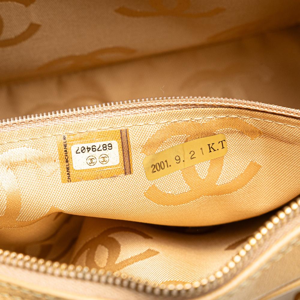 Chanel B Chanel Brown Beige Lambskin Leather Leather CC Chevron Quilted Lambskin Chain Shoulder Bag Italy