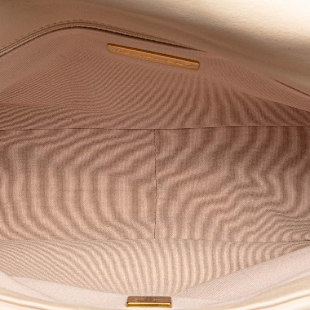 Chanel B Chanel Brown Beige Lambskin Leather Leather Large Lambskin 19 Flap Italy