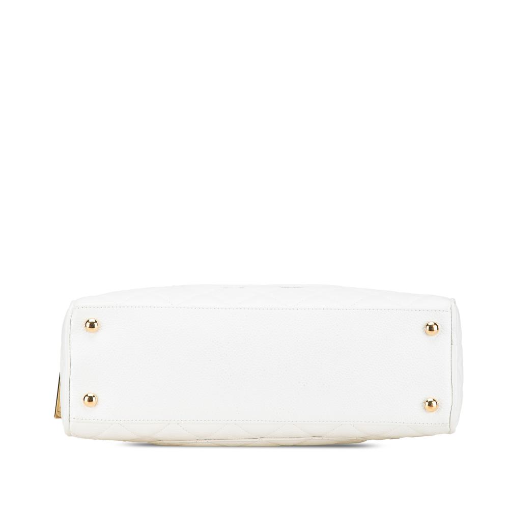 Chanel B Chanel White Caviar Leather Leather CC Quilted Caviar Bowling Bag France