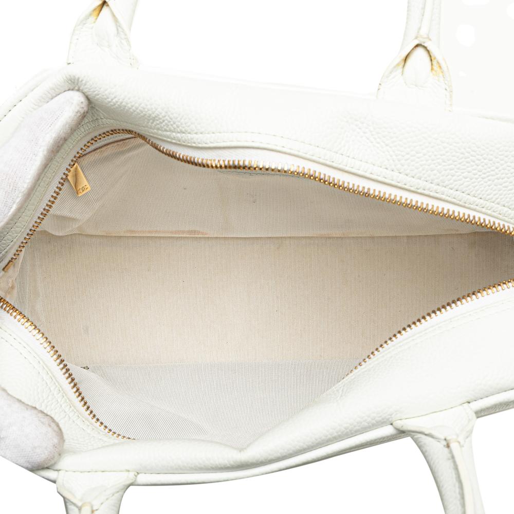 Chanel B Chanel White Caviar Leather Leather CC Quilted Caviar Bowling Bag France