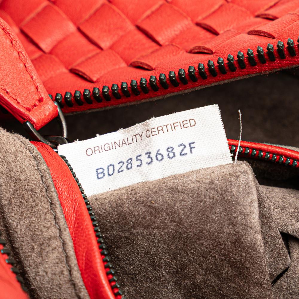 Bottega Veneta B Bottega Veneta Red Nappa Leather Leather Nappa Intrecciato Brick Tote Italy
