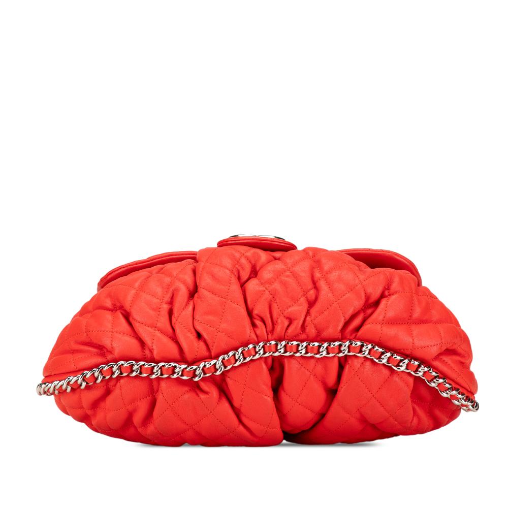 Chanel B Chanel Red Lambskin Leather Leather Large Quilted Lambskin Chain Around Flap Italy