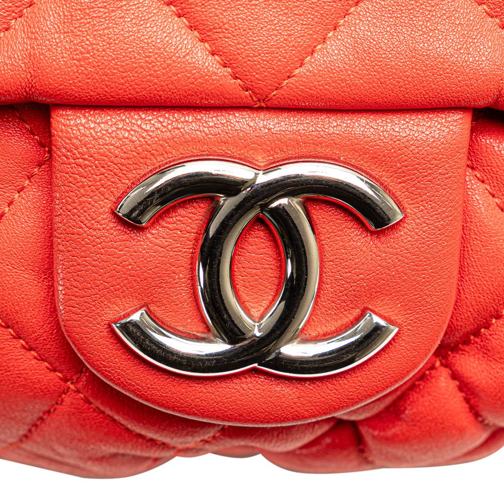 Chanel B Chanel Red Lambskin Leather Leather Large Quilted Lambskin Chain Around Flap Italy