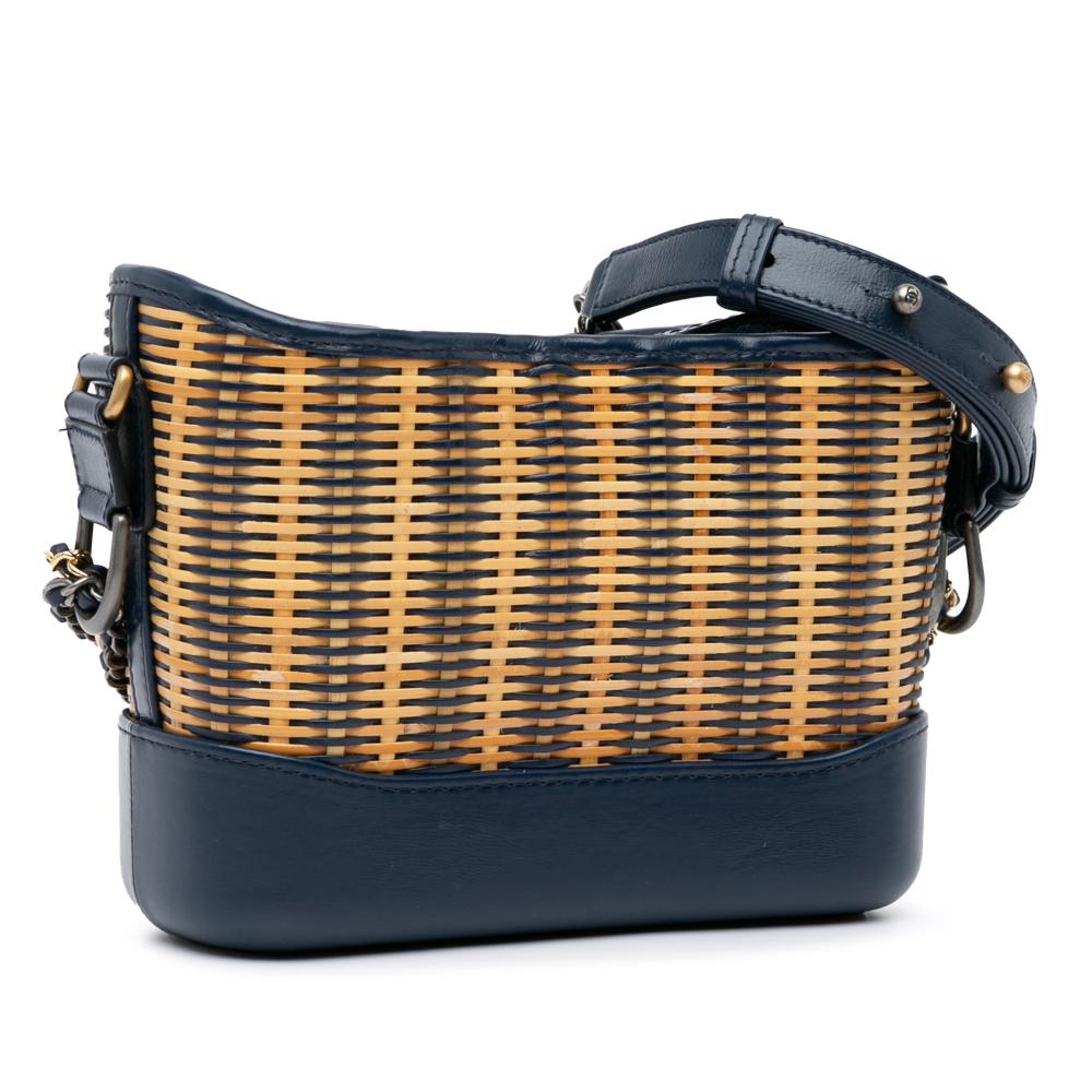Chanel AB Chanel Brown Navy with Blue Navy Rattan Natural Material Small Gabrielle Crossbody Italy