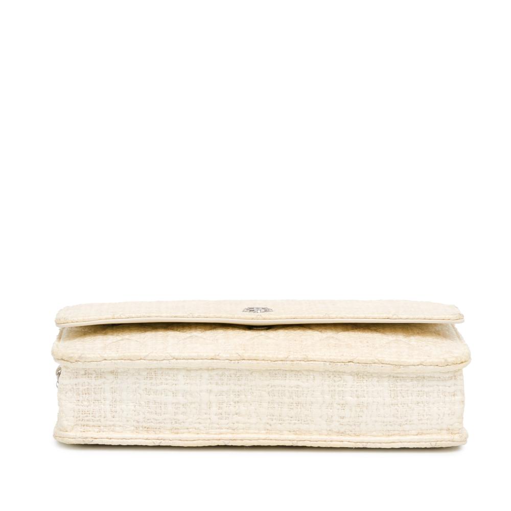 Chanel B Chanel Brown Beige Coated Canvas Fabric CC Coated Tweed Wallet On Chain Italy