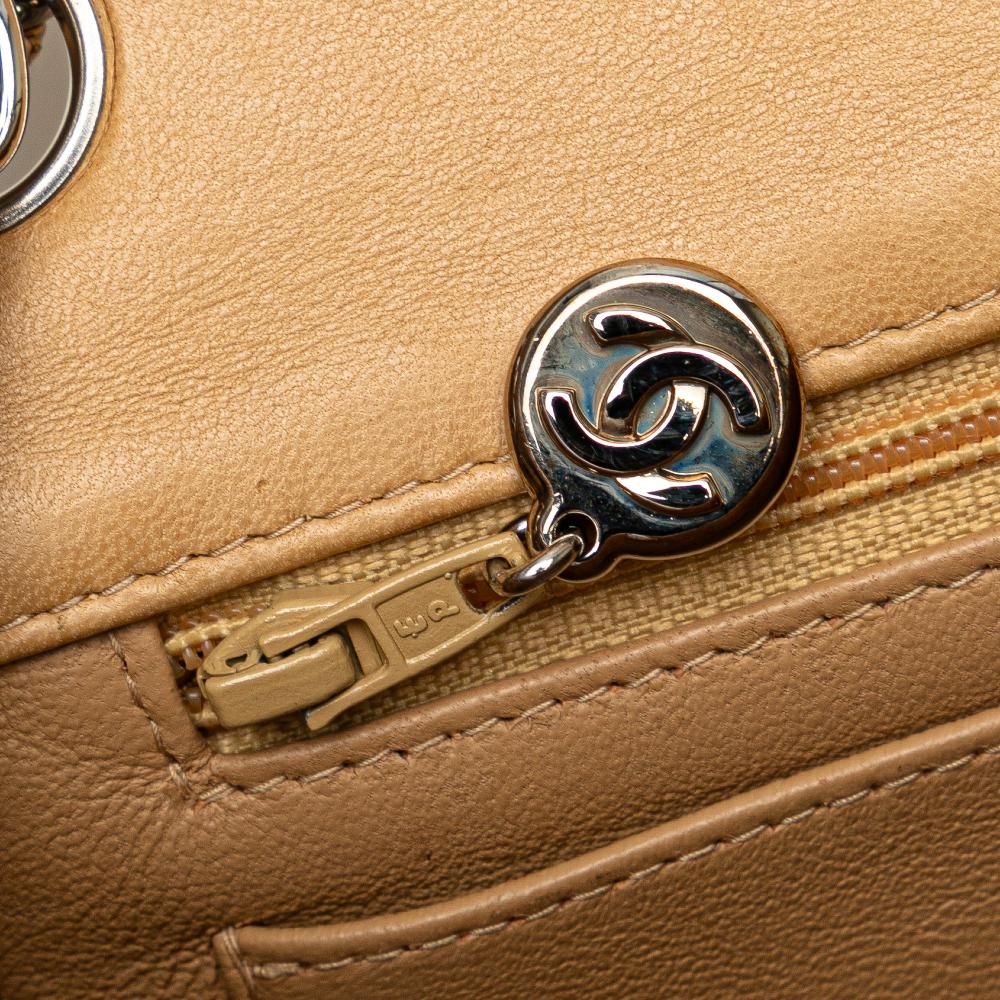 Chanel B Chanel Brown Caramel Lambskin Leather Leather Mini Square Classic Lambskin Single Flap France