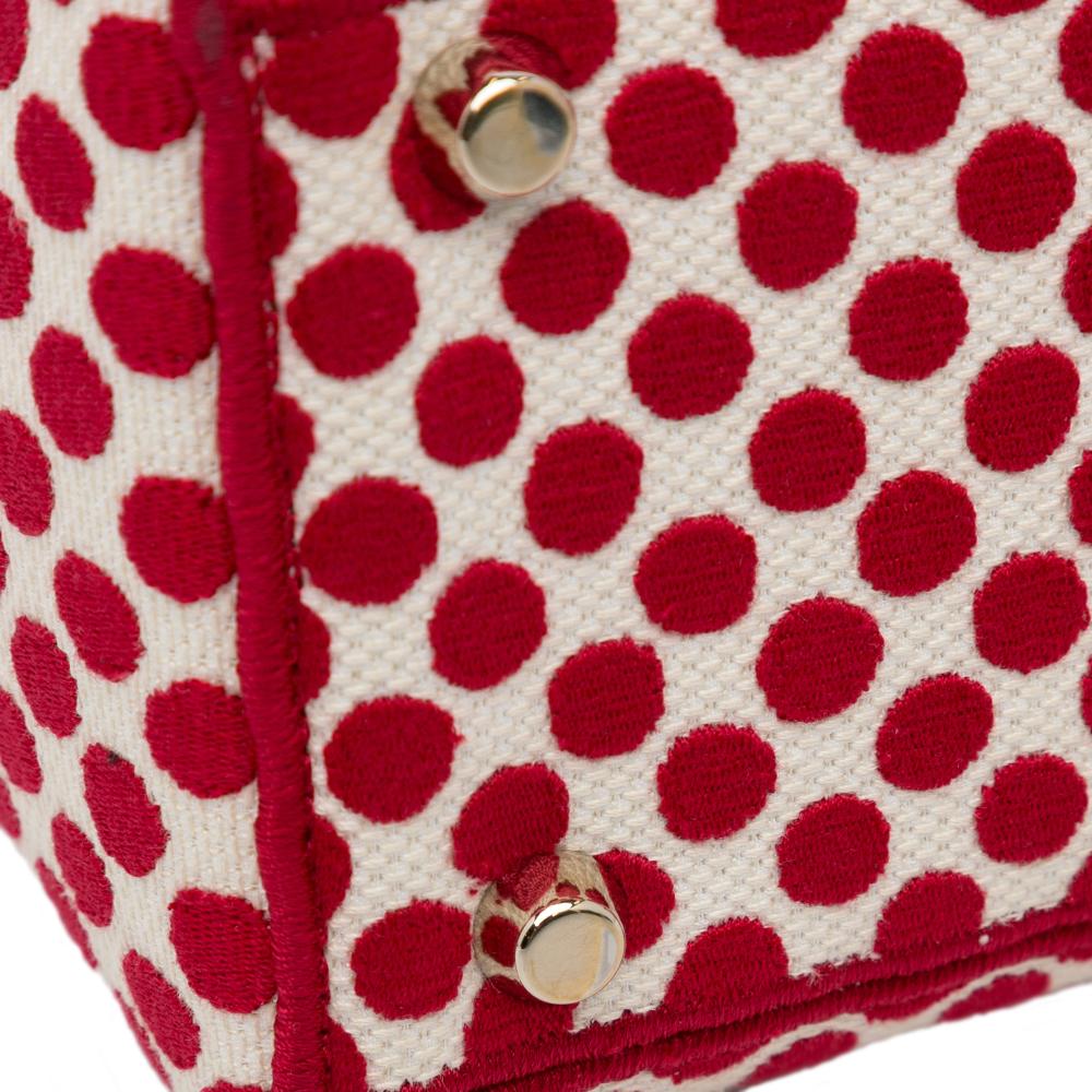 Christian Dior AB Dior Red with White Canvas Fabric DiorAmour Medium Embroidered Dots Lady D Lite Italy
