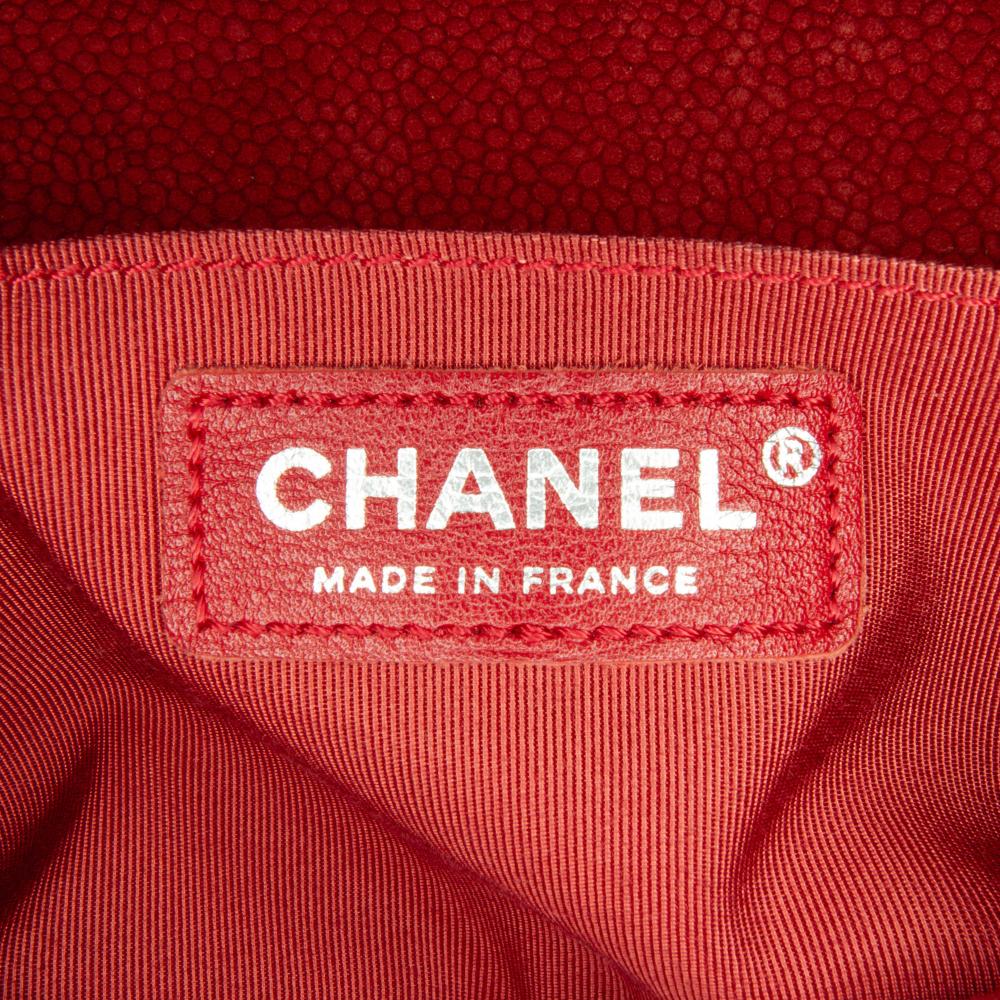 Chanel B Chanel Red Caviar Leather Leather Old Medium Quilted Caviar Boy Flap Italy