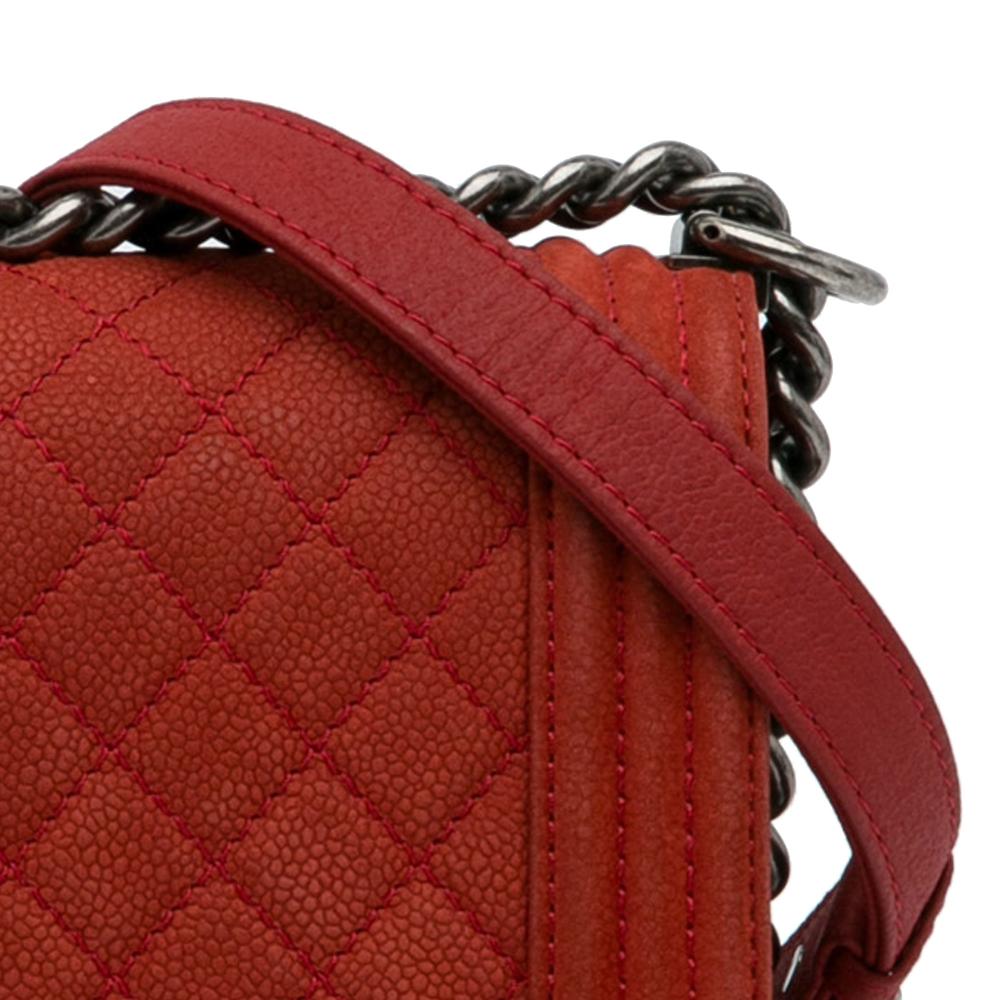 Chanel B Chanel Red Caviar Leather Leather Old Medium Quilted Caviar Boy Flap Italy