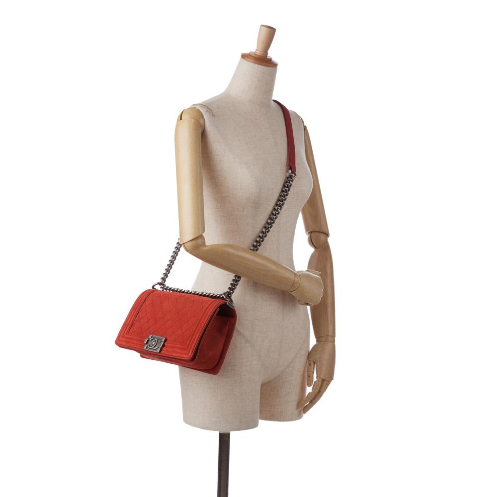 Chanel B Chanel Red Caviar Leather Leather Old Medium Quilted Caviar Boy Flap Italy