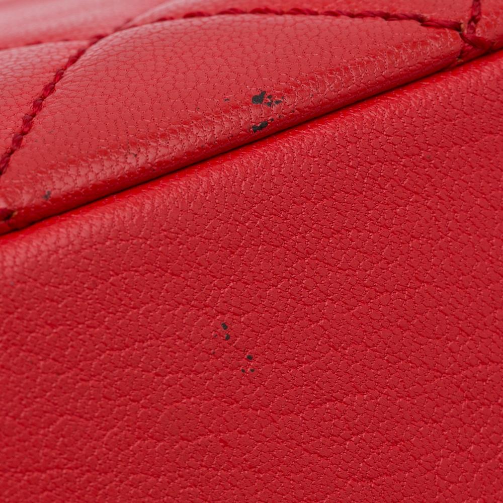 Chanel B Chanel Red Goatskin Leather Small Quilted Double Carry Waist Chain Flap Italy