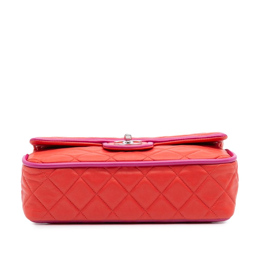 Chanel B Chanel Red Lambskin Leather Leather Medium Classic Bicolor Lambskin Double Flap France