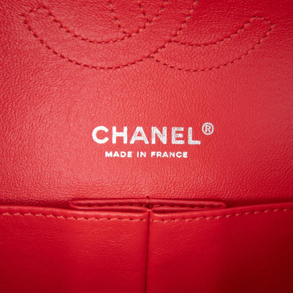Chanel B Chanel Red Lambskin Leather Leather Medium Classic Bicolor Lambskin Double Flap France