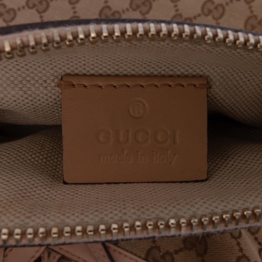 Gucci B Gucci Brown Beige Canvas Fabric GG Craft Tote Italy