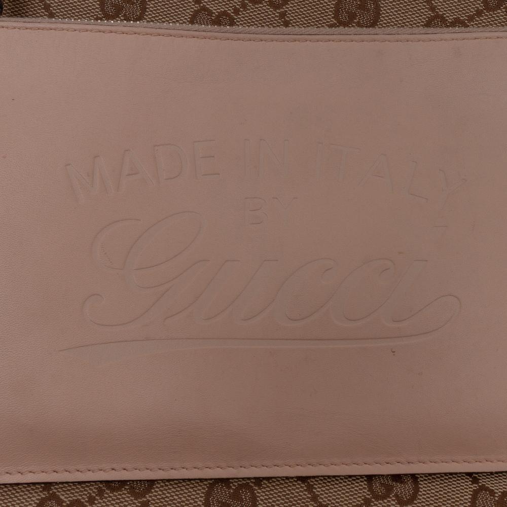 Gucci B Gucci Brown Beige Canvas Fabric GG Craft Tote Italy