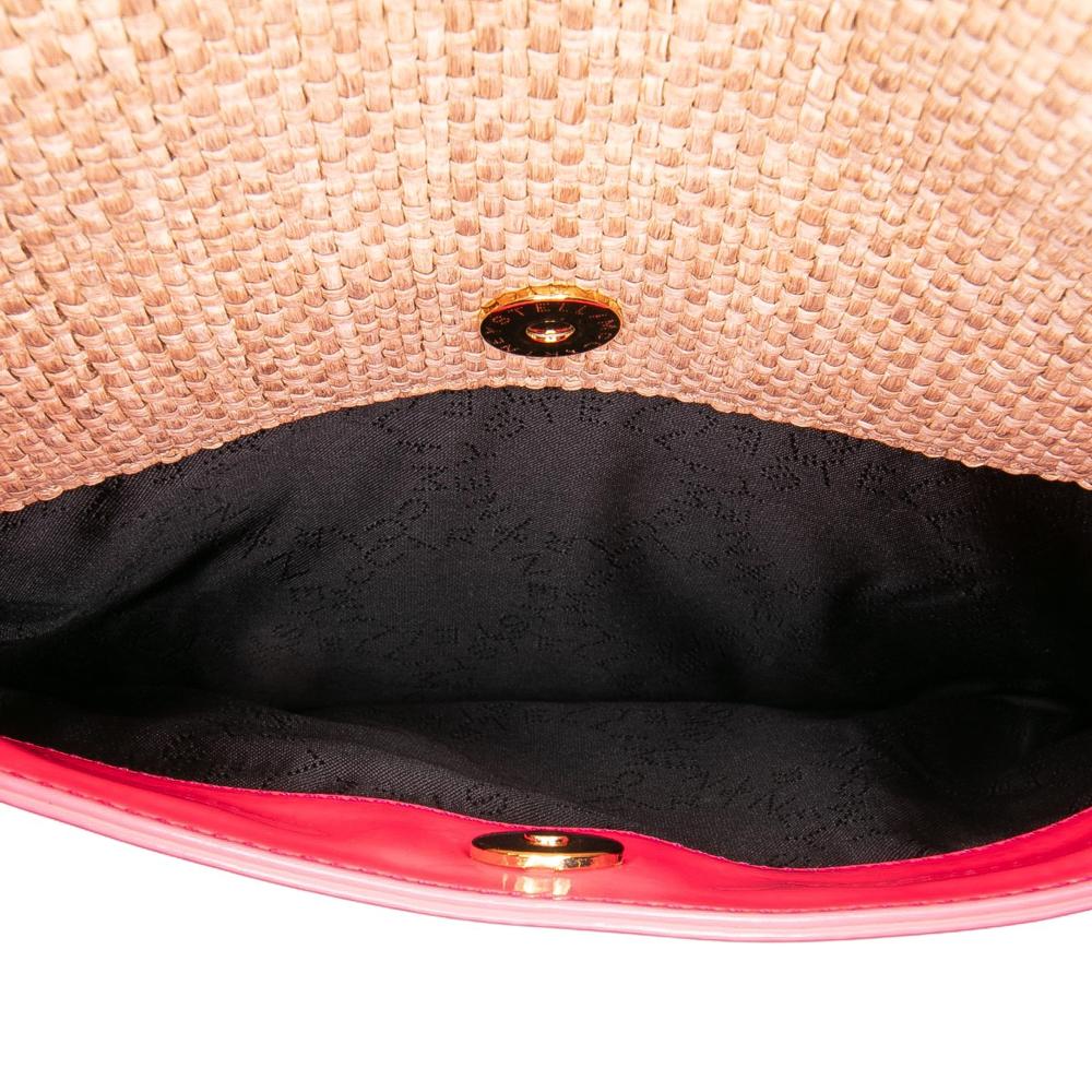 Stella McCartney B Stella McCartney Brown Beige Raffia Natural Material Falabella Fold Over Clutch Italy