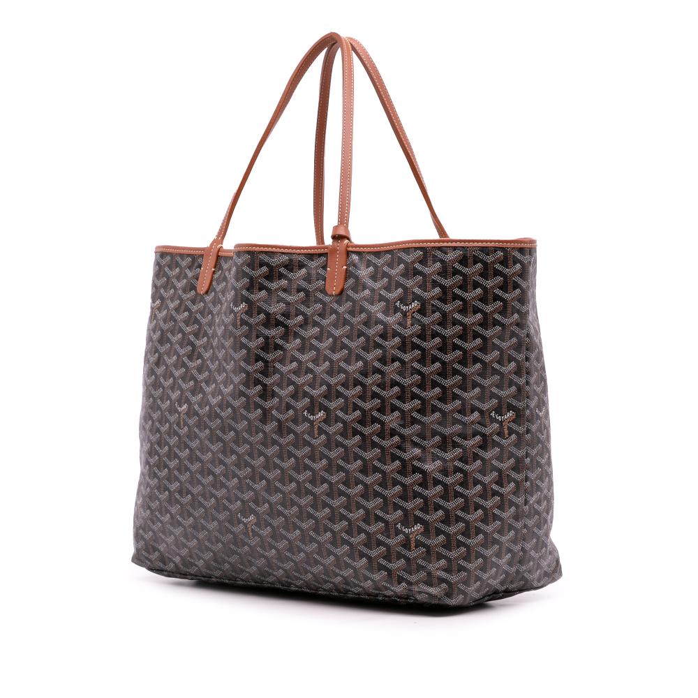 Goyard B Goyard Black with Brown Coated Canvas Fabric Goyardine Saint Louis GM France