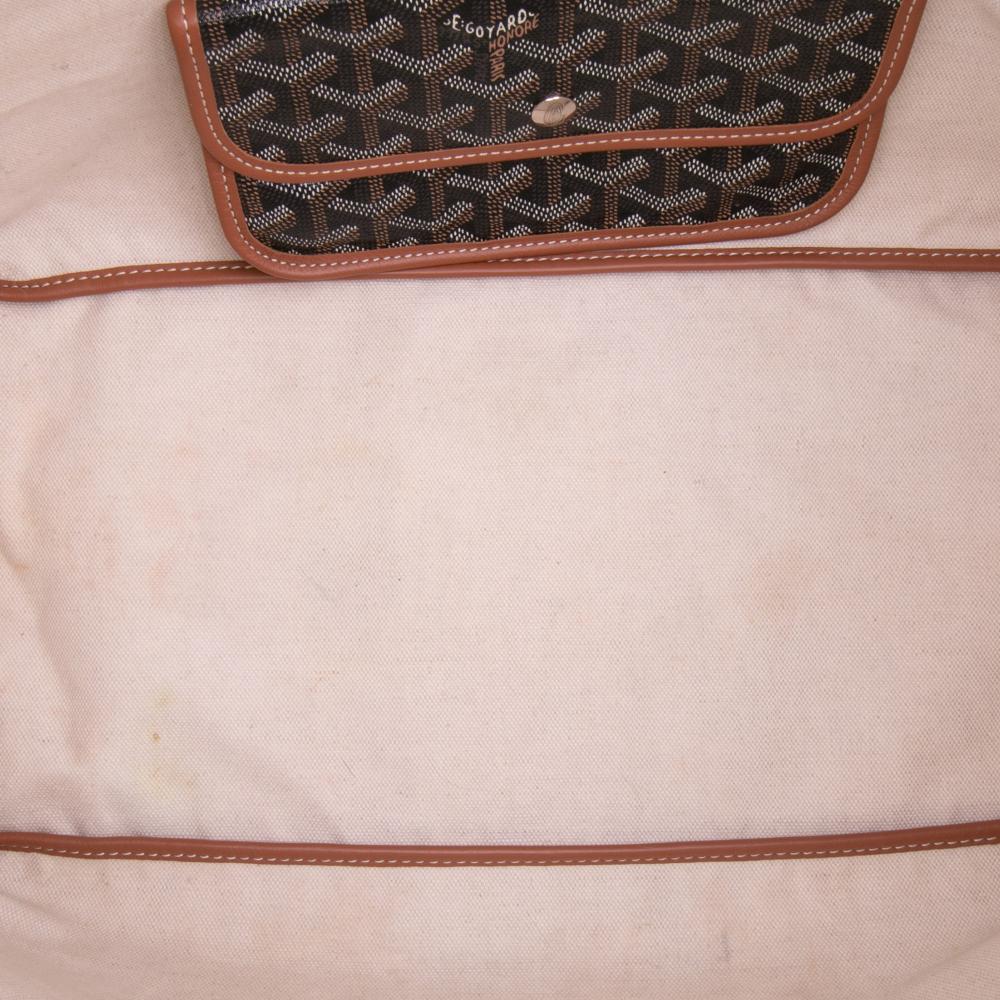 Goyard B Goyard Black with Brown Coated Canvas Fabric Goyardine Saint Louis GM France