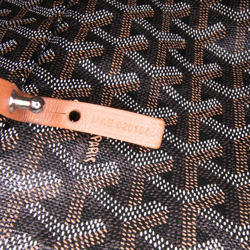 Goyard B Goyard Black with Brown Coated Canvas Fabric Goyardine Saint Louis GM France