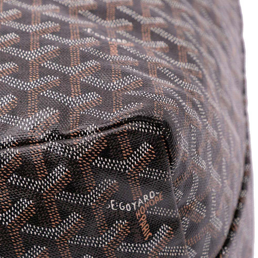 Goyard B Goyard Black with Brown Coated Canvas Fabric Goyardine Saint Louis GM France