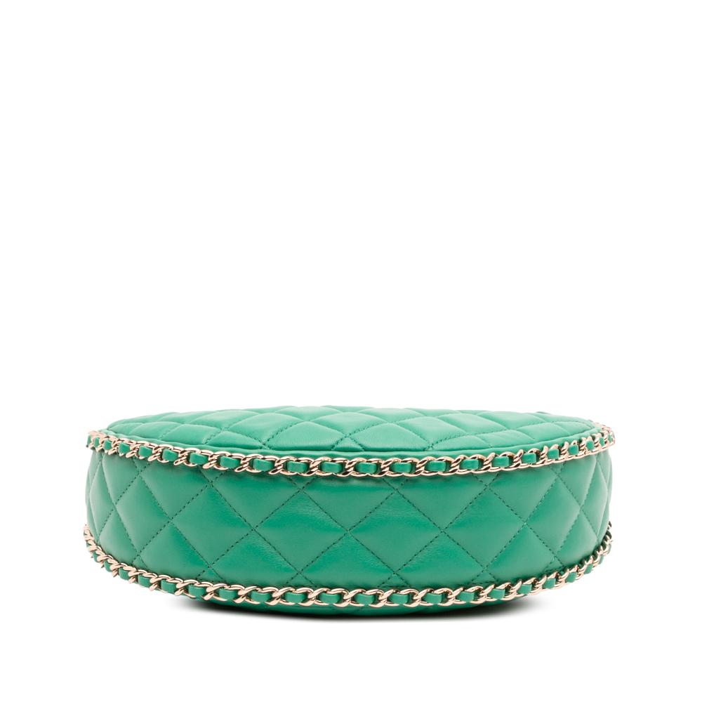 Chanel AB Chanel Green Lambskin Leather Leather Small Quilted Lambskin Chain Around Hook Hobo Bag Italy