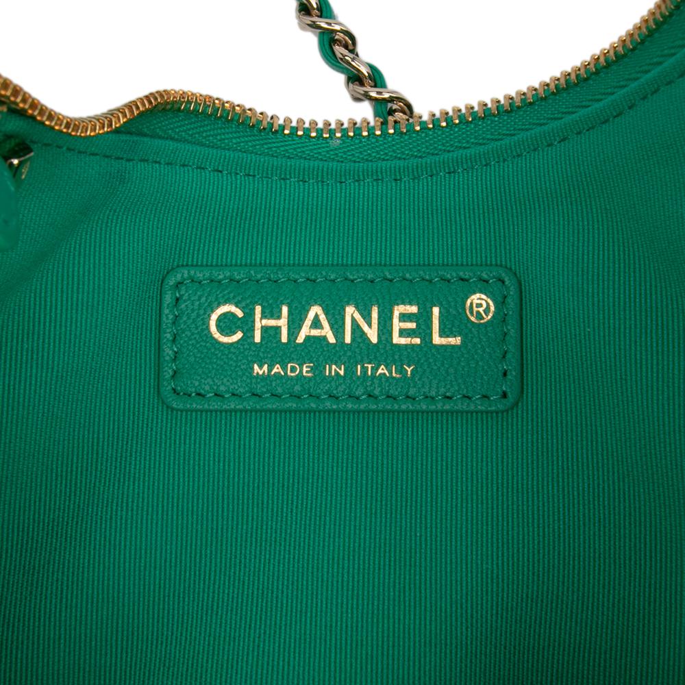 Chanel AB Chanel Green Lambskin Leather Leather Small Quilted Lambskin Chain Around Hook Hobo Bag Italy