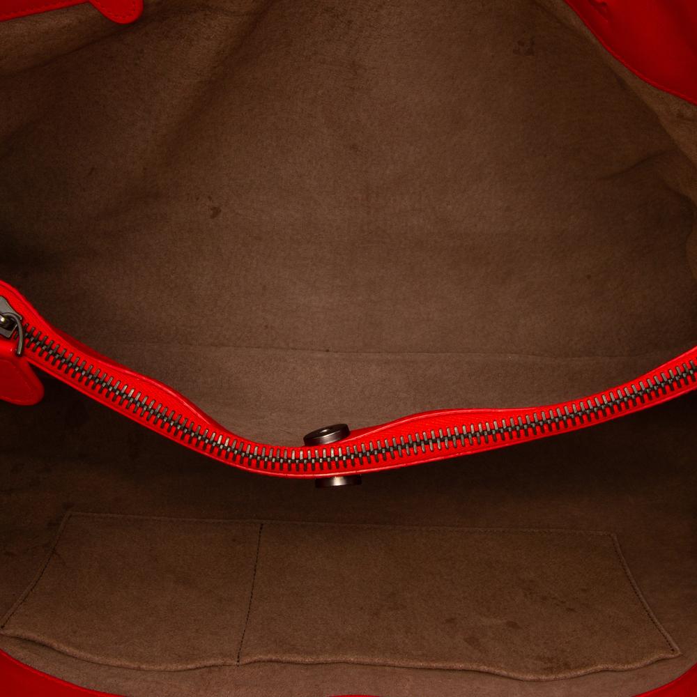 Bottega Veneta B Bottega Veneta Red Nappa Leather Leather Medium Nappa Intrecciato Double Chain Tote Italy