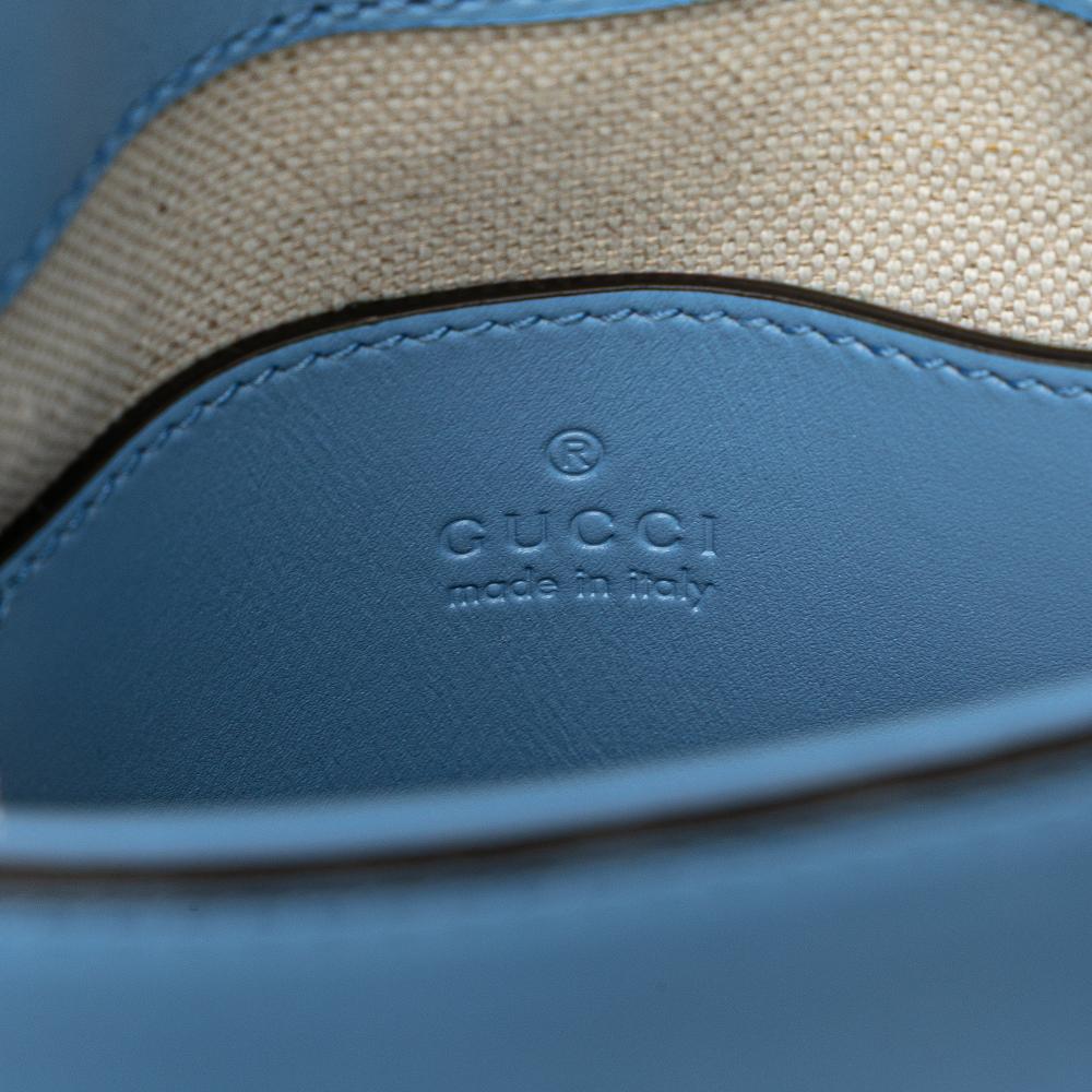 Gucci AB Gucci Blue Light Blue Calf Leather Mini skin Bamboo Top Handle Bag Italy