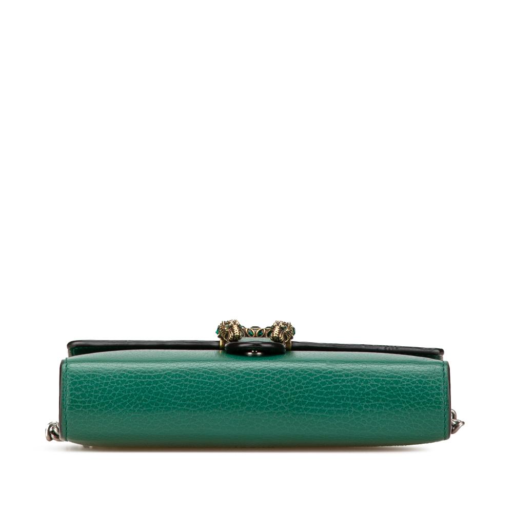 Gucci B Gucci Green Calf Leather Mini Dionysus Wallet on Chain Italy
