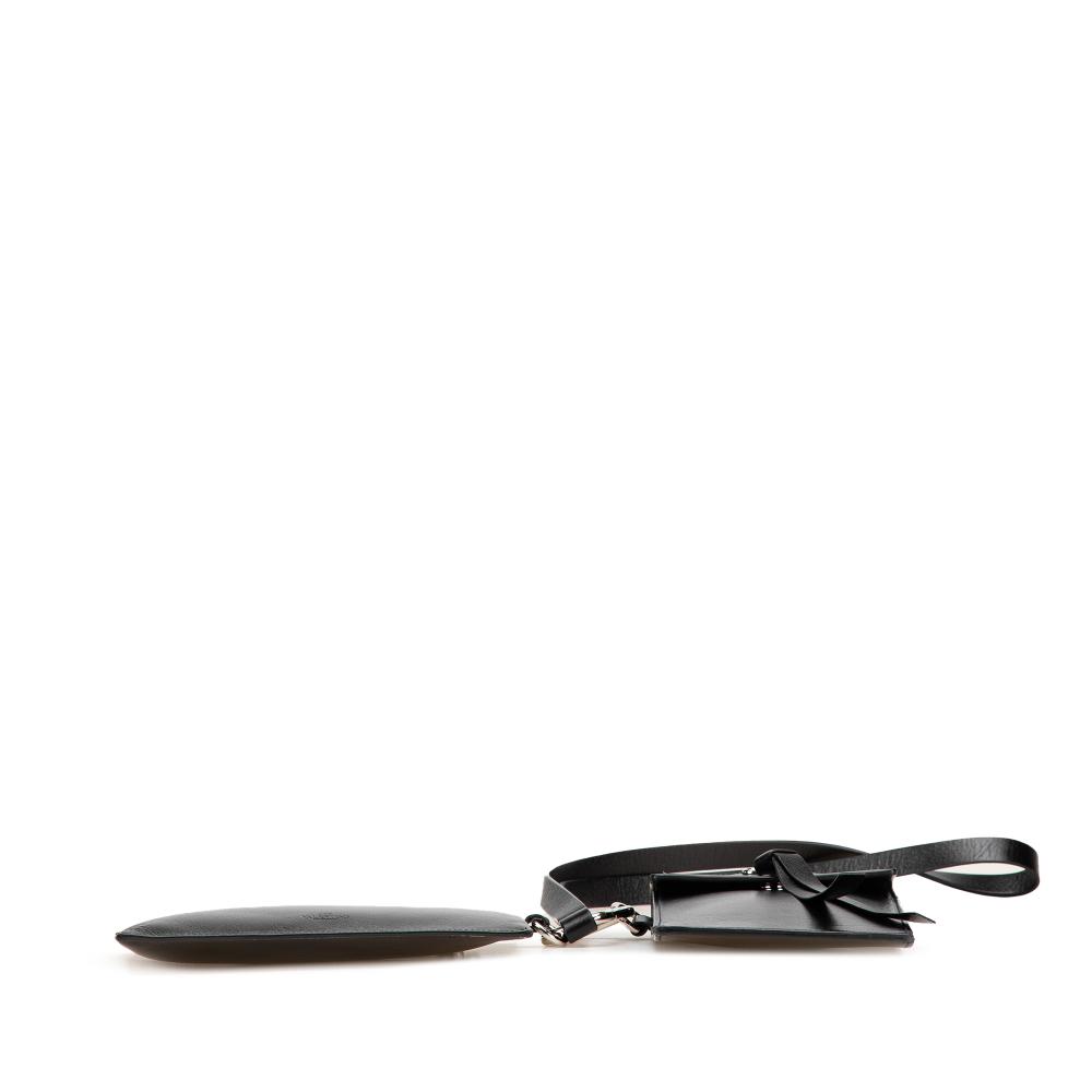 Valentino B Valentino Black Calf Leather VRing Neck Pouch Italy