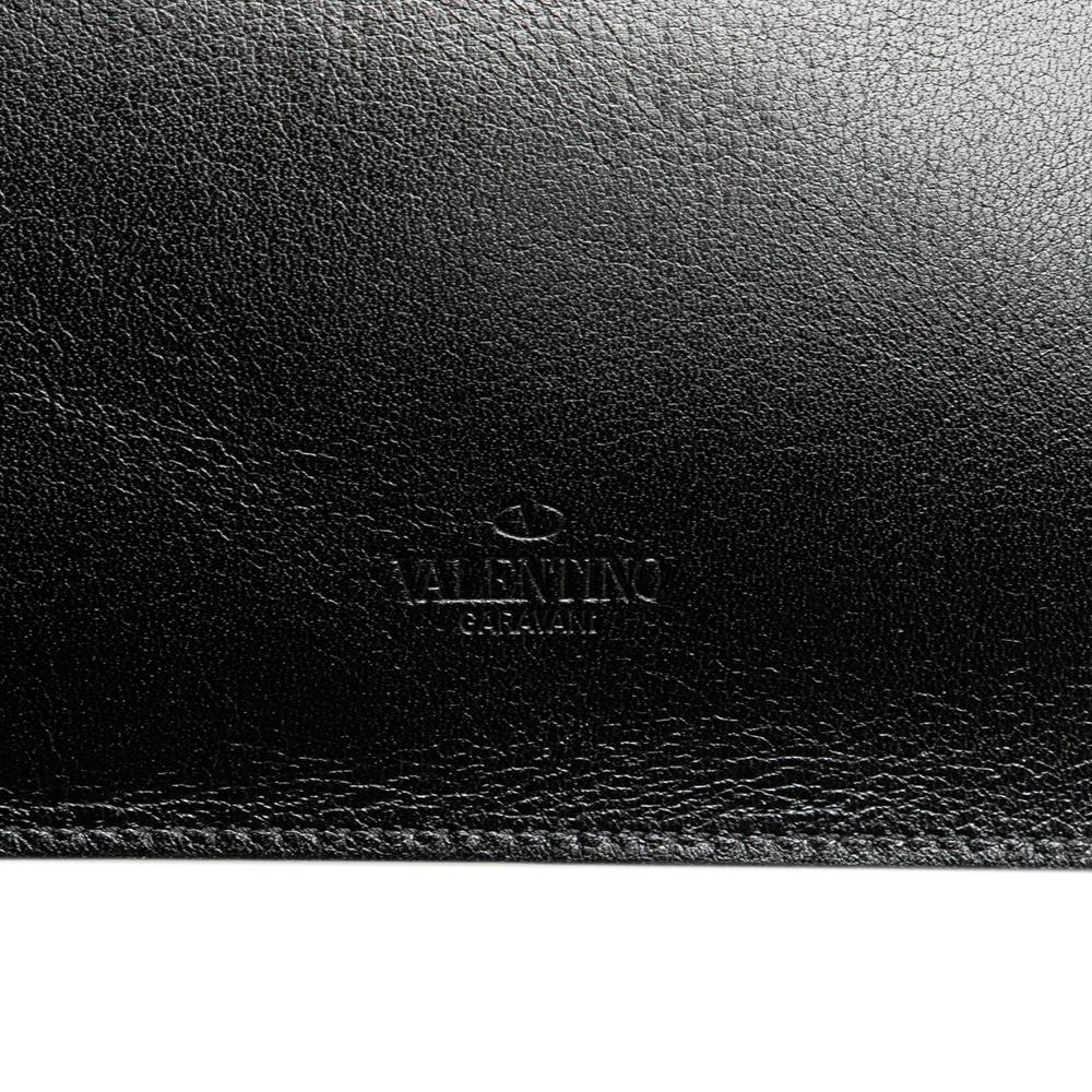 Valentino B Valentino Black Calf Leather VRing Neck Pouch Italy