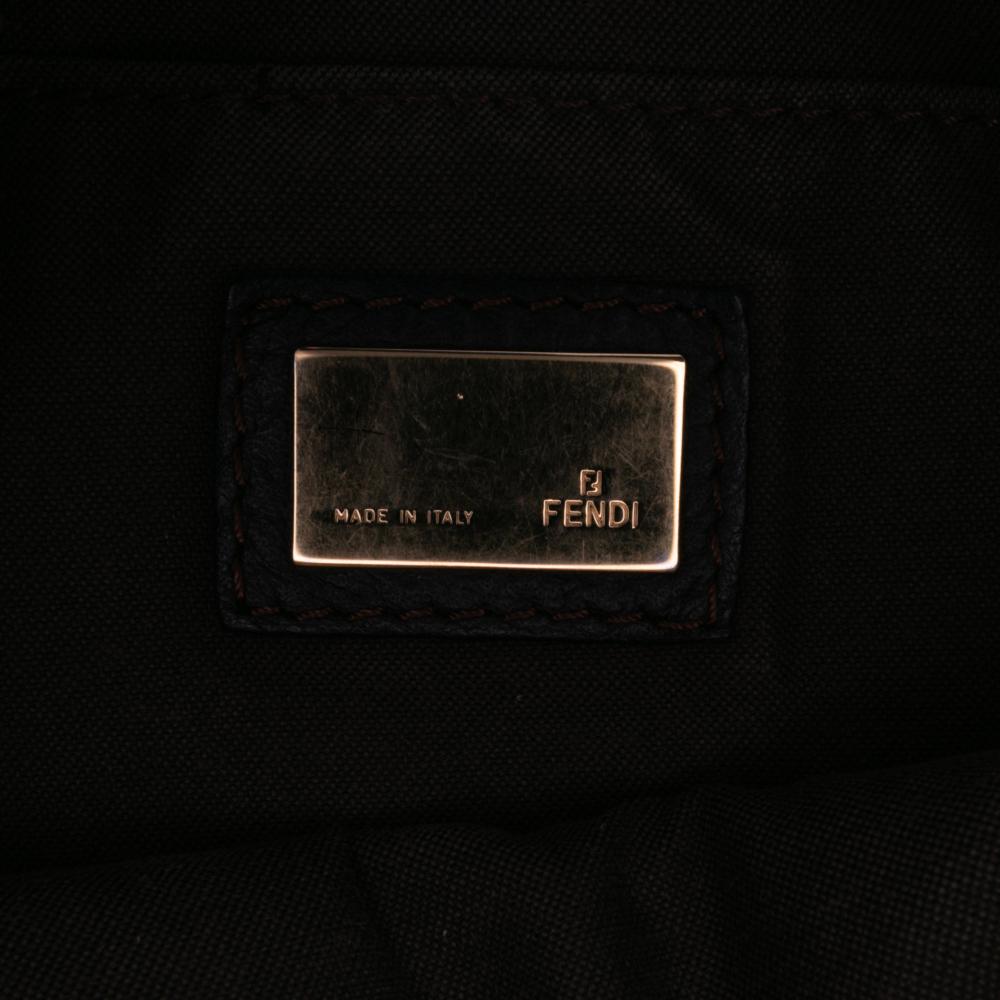 Fendi B Fendi Brown Dark Brown Canvas Fabric Small Zucchino F Charm Crossbody Italy