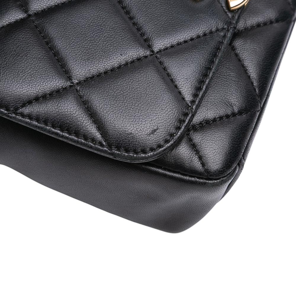 Chanel AB Chanel Black Lambskin Leather Leather Small Quilted Lambskin CC Coin Flap Italy