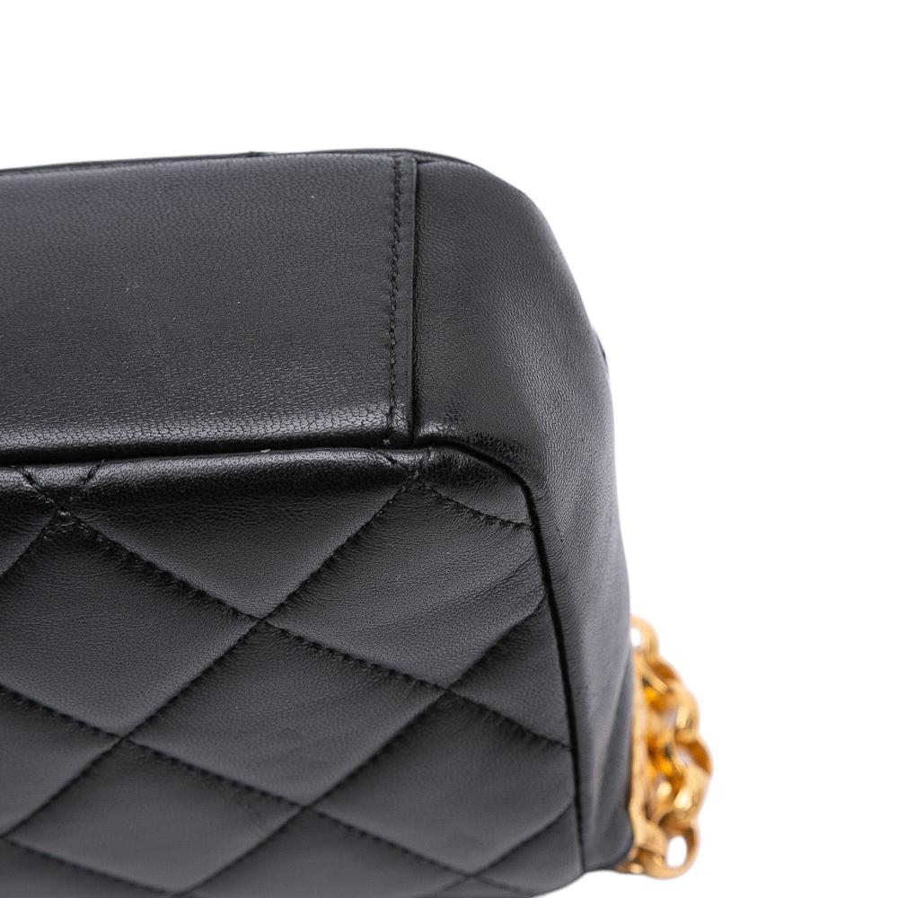 Chanel AB Chanel Black Lambskin Leather Leather Small Quilted Lambskin CC Coin Flap Italy